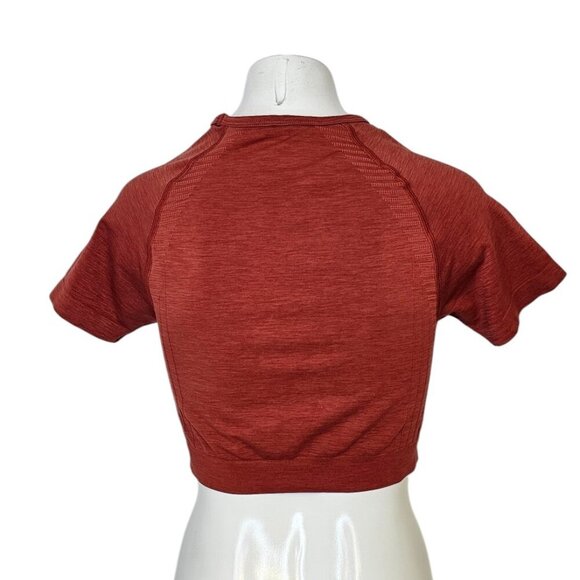 Alphalete Womens Amplify Short Sleeve Crop Top, Lightweight, Orange, Size Medium - Picture 3 of 9